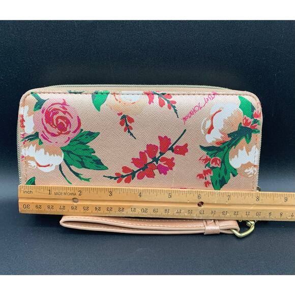 Betsey Johnson Pink Floral Zip Closure Wristlet Wallet - Picture 8 of 8